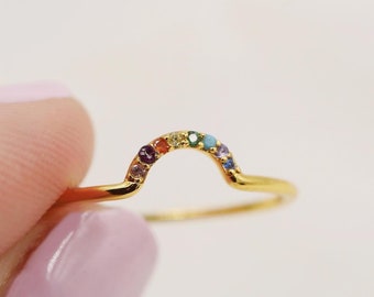 Rainbow Ring, Arch Ring, Rainbow Jewelry, Rainbow Stacking Ring