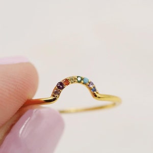 Rainbow Ring, Arch Ring, Rainbow Jewelry, Rainbow Stacking Ring