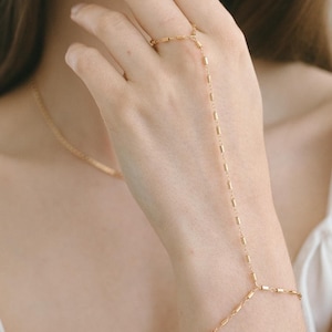 Dainty Gold Hand Chain, 14kt Gold Filled Hand Chain, Delicate Hand Chain Bracelet