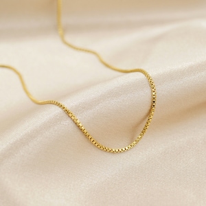 Thin Gold Necklace, 14kt Gold Filled, Box Chain Necklace
