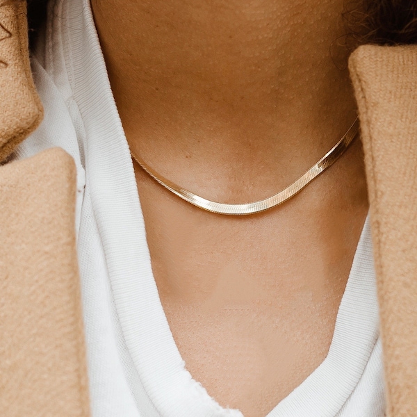 Snake Chain | Herringbone Necklace | Gold or Silver Snake Chain Necklace