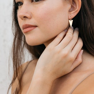 Gold Triangle Earrings | Spike Earrings | Gold Dangle Earrings | Geometric Jewelry