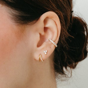 Pave Cubic Zirconia Huggie Earrings: Gold or Sterling Silver