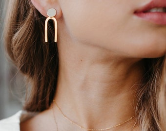 Gold Disc Earrings,Geometric Gold hoops,Minimalist Modern jewelry,large gold earrings,18K Gold plated Jewelry by Taneesi