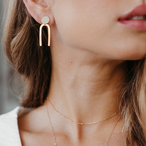 Arch Earrings | Gold Dangle Earrings | Modern Earrings | Drop Earrings