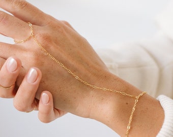 Dainty Gold Hand Chain, 14kt Gold Filled Hand Chain, Delicate Hand Chain Bracelet