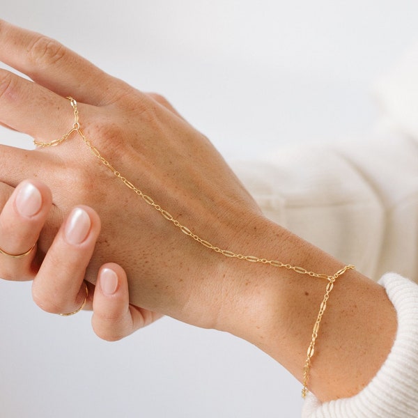 Dainty Gold Hand Chain, 14kt Gold Filled Hand Chain, Delicate Hand Chain Bracelet
