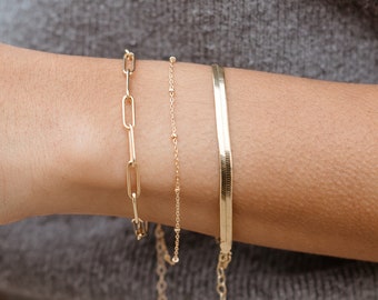 Herringbone Chain Bracelet, Snake Chain, Herringbone Chain, Dainty Gold Bracelet, Layering Bracelet