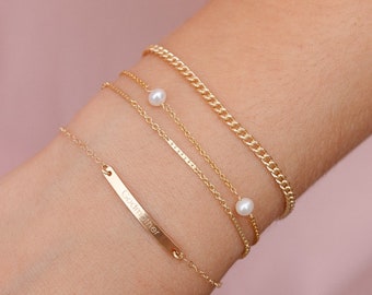 Modern Pearl Bracelet | 14kt Gold Filled or Sterling Silver | Freshwater Pearls