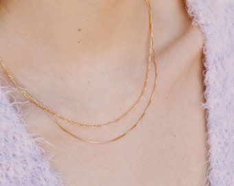 Anna Layered Necklace Set, Delicate Gold Necklace Set, 14kt Gold Filled