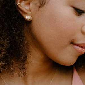 Opal Stud Earrings, Gold and Opal Earrings, Everyday Stud Earrings image 7