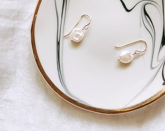 Pearl Drop Earrings | Freshwater Pearl Earrings | Simple Pearl Earrings