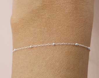 Satelliet gelaagdheid armband sterling zilver, delicate gelaagdheid armband, dunne zilveren kettingarmband