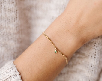 Birthstone Bracelet, 14kt Gold Filled Birthstone Bracelet, Tiny Gold Birthstone Bracelet