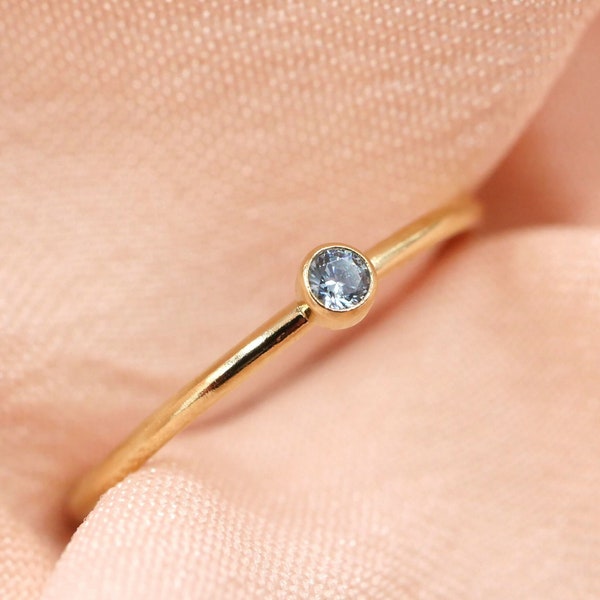 March Birthstone Ring, 14kt Gold Filled or Sterling Silver, Aquamarine Birthstone Ring, Dainty Birthstone Ring