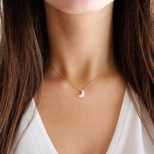 Crescent Moon Necklace | Opal and Gold Moon Necklace