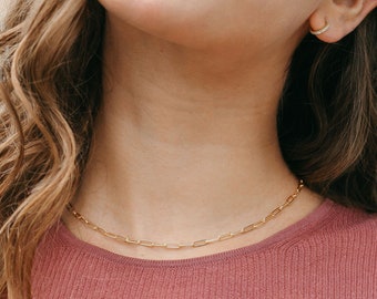 Büroklammer Halskette | 14kt Gold Filled Kettenhalskette | Gold Halskette