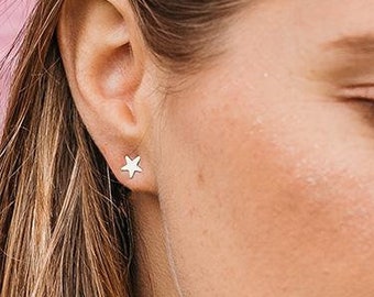 Star Stud Earrings, Gold or Silver Star Earrings, Celestial Jewelry