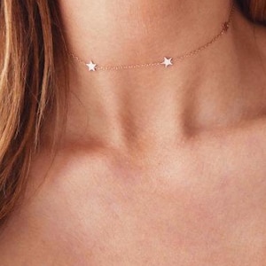 Gold Star Choker | Gold Choker Necklace | Star Necklace | Gold and Rose Gold
