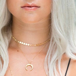 Gold Shimmer Choker Gold Choker Necklace 14kt Gold Filled or Sterling Silver Gold Coin Choker image 3