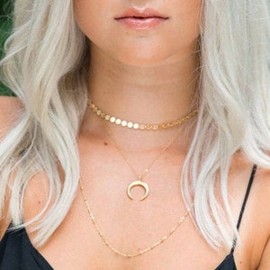 Gold Shimmer Choker Gold Choker Necklace 14kt Gold Filled or Sterling Silver Gold Coin Choker image 1