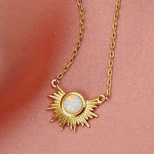 Opal Sunburst Necklace | Opal Solitaire Necklace | Opal Necklace