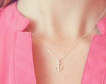 Beach Jewelry Nautical Jewelry Dainty Delicate Necklace 925 Sterling Silver Navy Necklace Beach Wedding Tiny Anchor Necklace