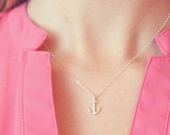 Sterling Silver Anchor Necklace | Anchor Jewelry | Tiny Anchor Necklace