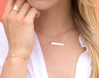 Roman Numeral Necklace | Wedding Date Necklace | Gold Bar Necklace | Personalized Bar Necklace