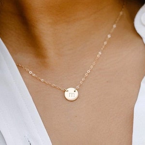 Dainty Initial Necklace | Gold Disc Necklace | Personalized Necklace