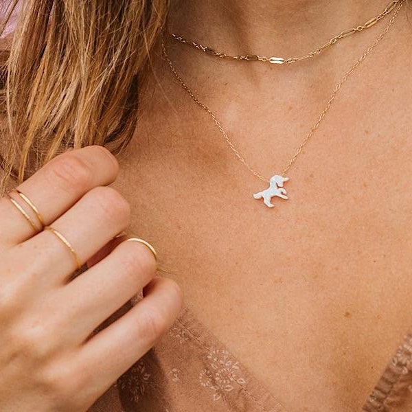 Unicorn Necklace | Opal Unicorn Necklace | Opal Necklace | Dainty Necklace