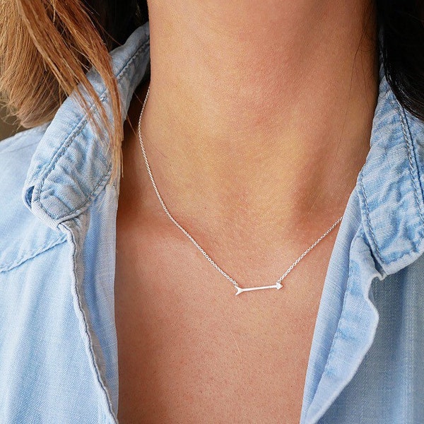 Silver Arrow Necklace | Sterling Silver | Sideways Arrow Necklace