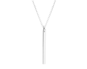 Vertical Silver Bar Necklace | Delicate Jewelry | Sterling Silver | Bar Necklace