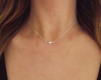 Mini Sideways Cross Necklace Sterling Silver | Sideways Cross Necklace Silver