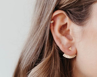 Ear Jackets | Gold Statement Earrings | Triangle Earrings | Earring Jackets Gold or Silver