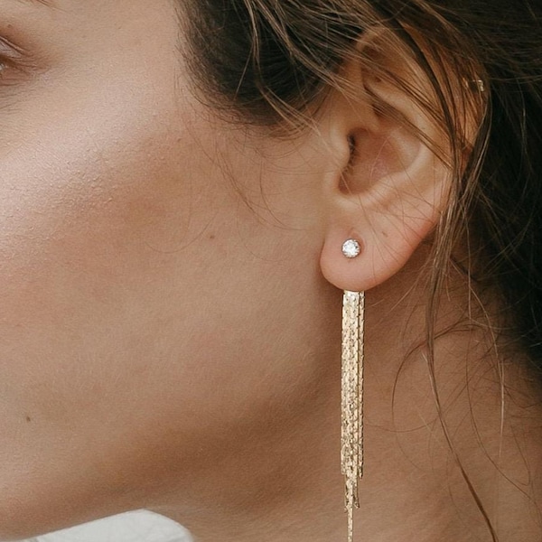 Fringe Earring Jackets | Statement Earrings | Gold Dangle Earrings