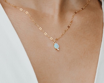 Tiny Opal Necklace | Opal Necklace | Opal and Gold Necklace