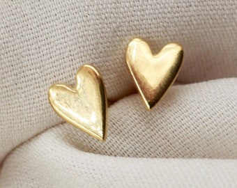 Mini Heart Studs, Gold Heart Studs, Little Heart Stud Earrings, Mini Stud Earrings