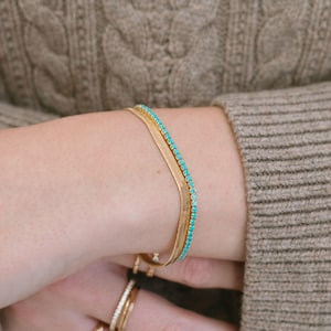 Turquoise Tennis Bracelet in Gold or Silver, Turquoise Bracelet, Tennis Bracelet