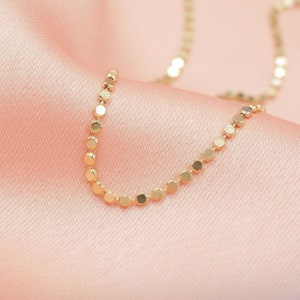 Gold Coin Chain Necklace, 18kt Gold Filled, Dotted Gold Necklace, Gold Layering Chain Necklace