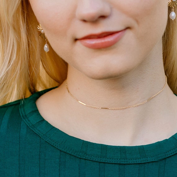 Thin Gold Choker Gold Choker Necklace 14kt Gold Filled 