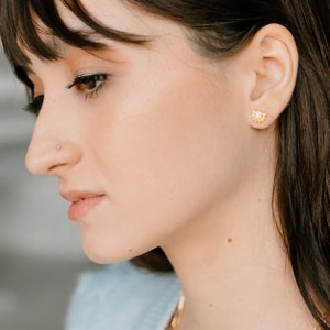 Opal Stud Earrings, Gold and Opal Earrings, Everyday Stud Earrings image 3