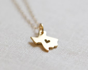 Gold Texas Necklace with Heart