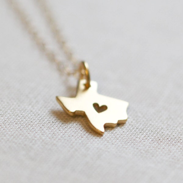 Gold Texas Necklace with Heart