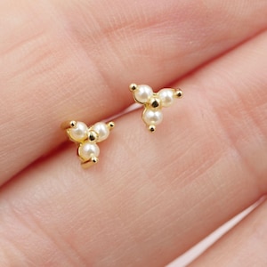 Tiny Pearl Studs, Gold or Silver Pearl Studs, Dainty Stud Earrings