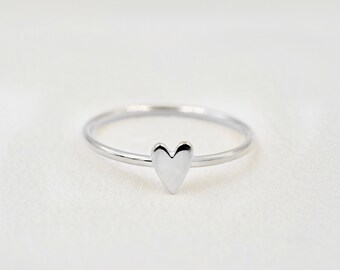 Heart Ring, Little Heart Ring, Gold or Silver Heart Ring, Stacking Ring, Dainty Gold Ring, Gift for Her