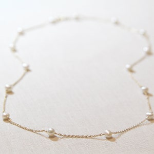 Modern Pearl Necklace 14kt Gold Filled OR Sterling Silver Freshwater Pearls image 3