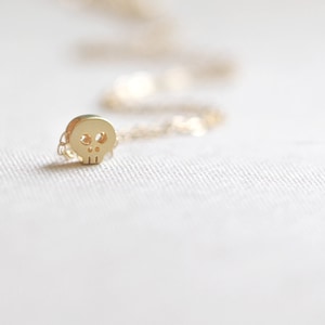 Gold Skull Necklace | 14kt  Gold Filled Chain | Tiny Skull Necklace