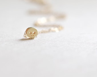Gold Skull Necklace | 14kt  Gold Filled Chain | Tiny Skull Necklace