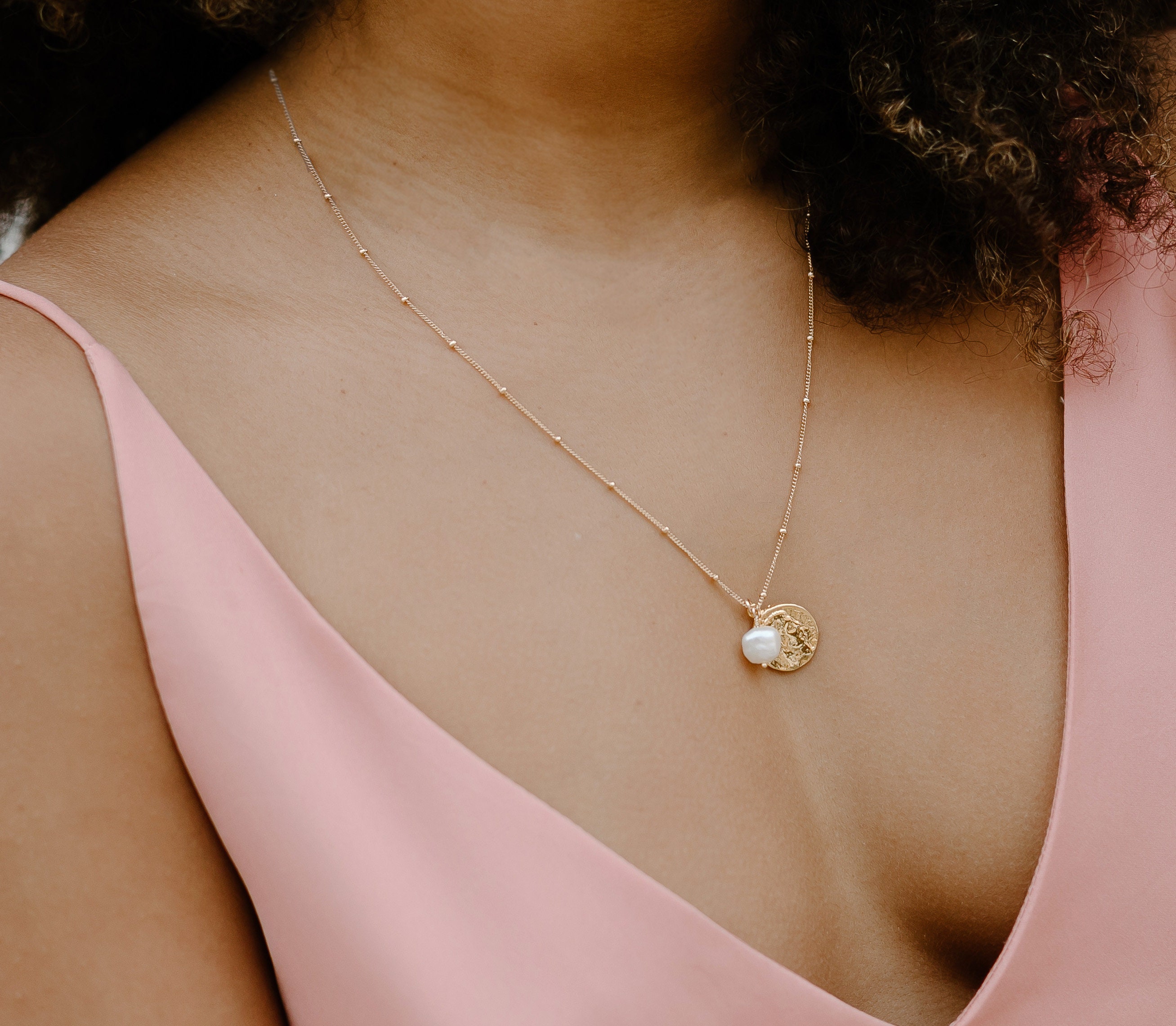 Pearl Coin Necklace Gold Coin Pendant Necklace Pearl and Coin